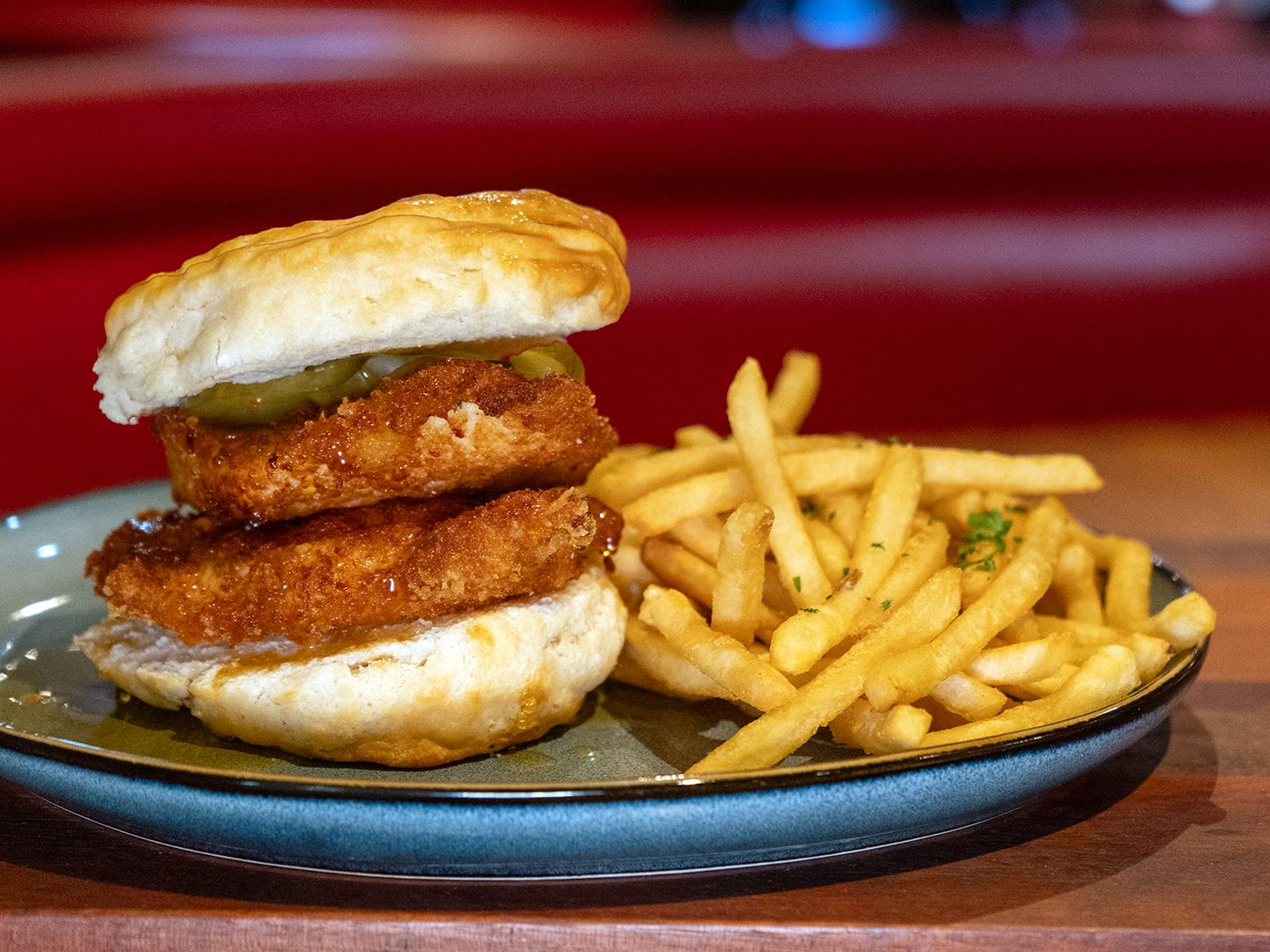 HOT HONEY FRIED CHICKEN BISCUIT SANDWICH